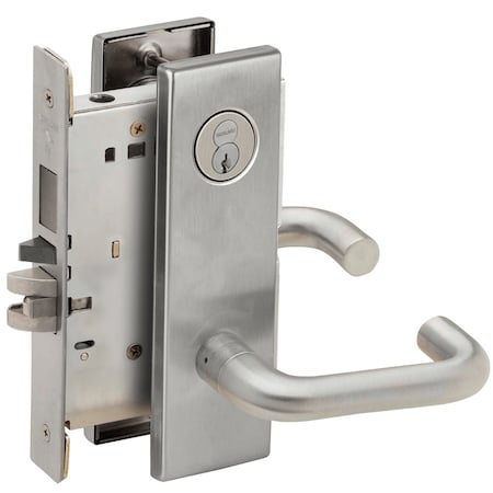 Schlage Storeroom Mortise Lock with Deadbolt, 03N Design, FSIC Core, Satin Chrome L9480R 03N 626